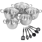 11PCS Induction Non Stick Stainless Steel Cookware Cooking Pot Pan With Lids Set - Image 9
