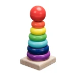 Wooden Toys Rattles Educational Toy Rainbow Blocks Montessori Baby Colorful Kids Music - Image 3