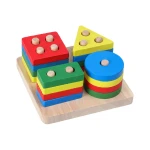 Wooden Toys Rattles Educational Toy Rainbow Blocks Montessori Baby Colorful Kids Music - Image 4