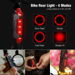 USB Rechargeable LED Bicycle Headlight Bike Head Light Cycling Rear Front Lamp Bike Light Rainproof USB Rechargeable LED bicycle Light - Image 6