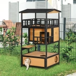 Wooden Outdoor Cat House, Wild Cat Shelter Kitten Tree - Image 6