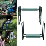 Foldable Outdoor Lawn Bench Chair With Tool Pouch Garden Rest - Image 3