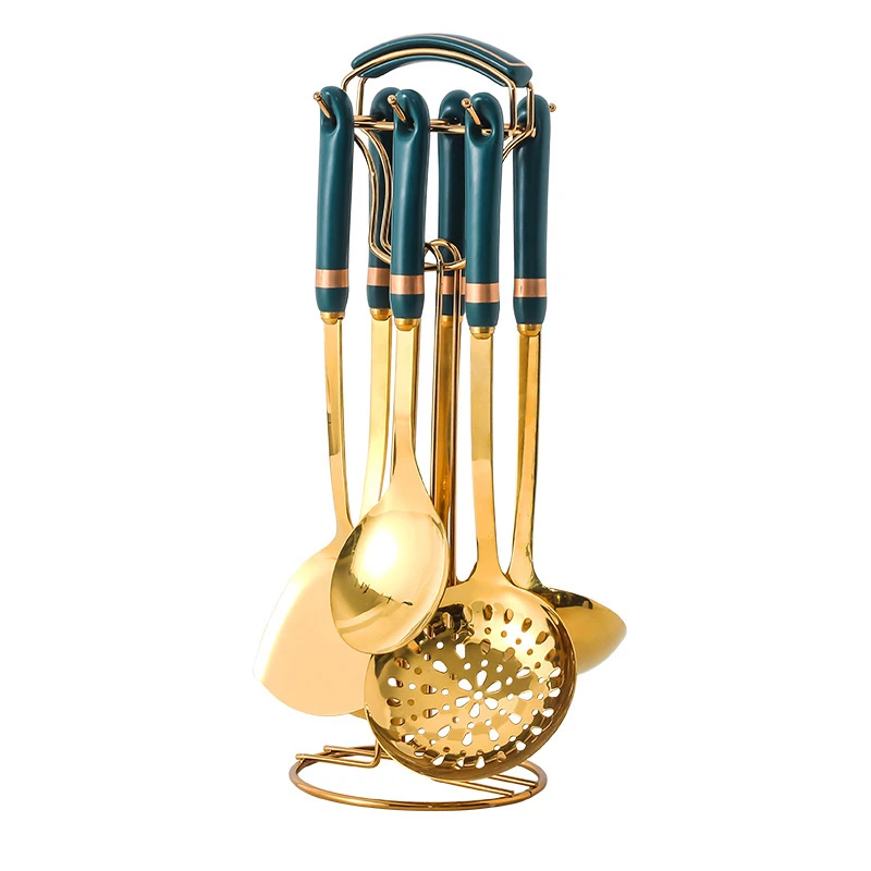 3309543325665.jpg Stainless Steel Kitchen Utensils with Ceramic Handles - Image 1