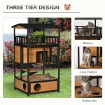 Wooden Outdoor Cat House, Wild Cat Shelter Kitten Tree - Image 5