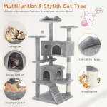 54 -Cat Tree Tower - Multi-level With Sisal Grab Post, Indoor Apartment With Ladder, Plush Toys, Rest And Play - Image 5