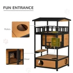 Wooden Outdoor Cat House, Wild Cat Shelter Kitten Tree - Image 2