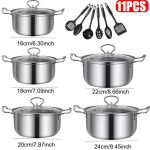 11PCS Induction Non Stick Stainless Steel Cookware Cooking Pot Pan With Lids Set - Image 5