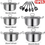 11PCS Induction Non Stick Stainless Steel Cookware Cooking Pot Pan With Lids Set - Image 5